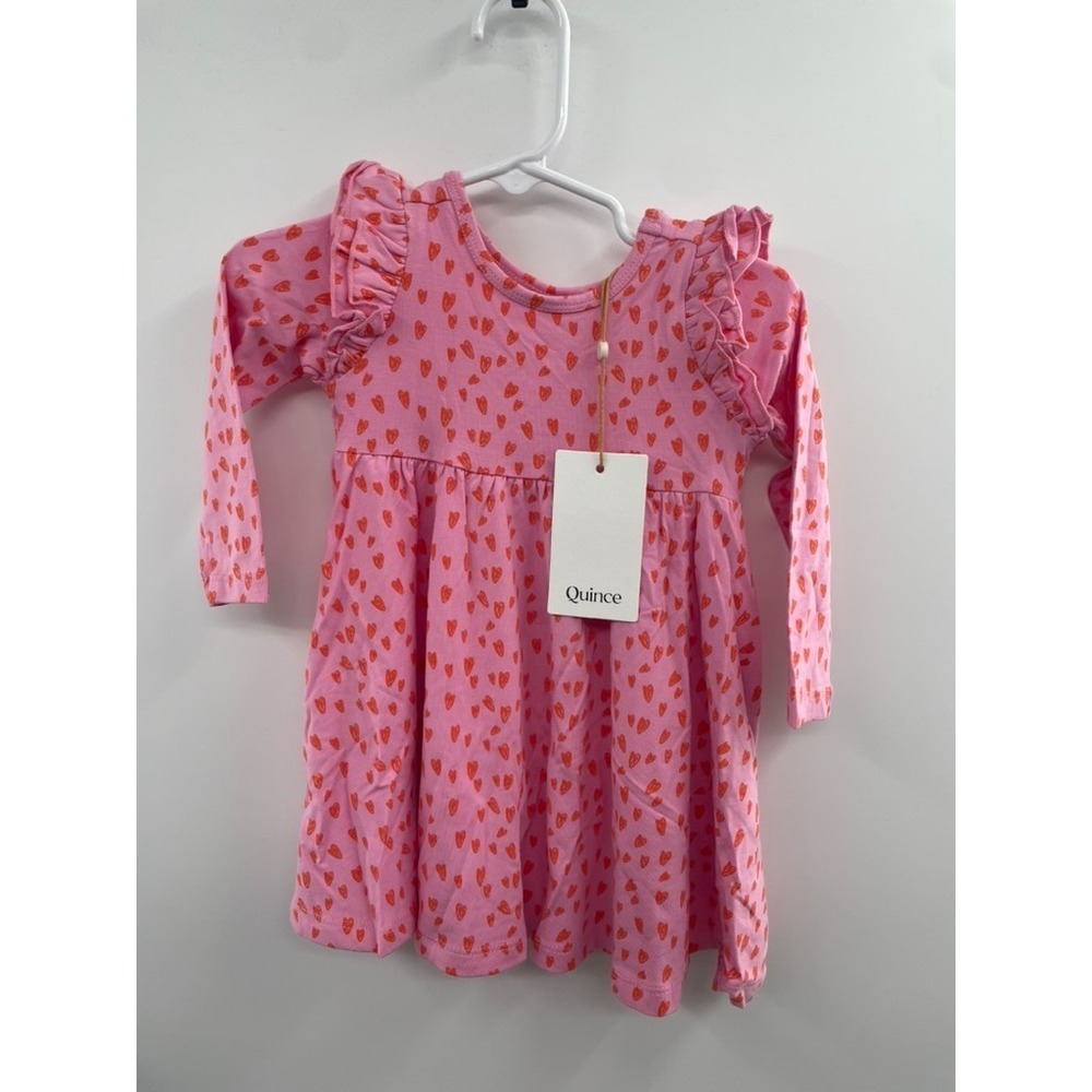 NWT‎ Quince Valentine's Day Heart Dress Baby 12-18 Months Long-Sleeve Crew Neck